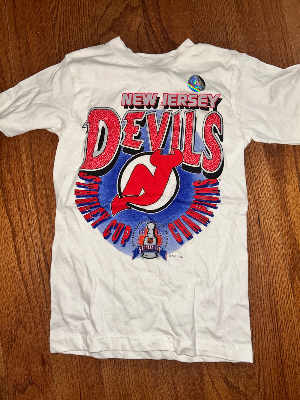 Team Champ White New Jersey Devils 1995 Stanley Cup Champions T-Shirt NWT Large